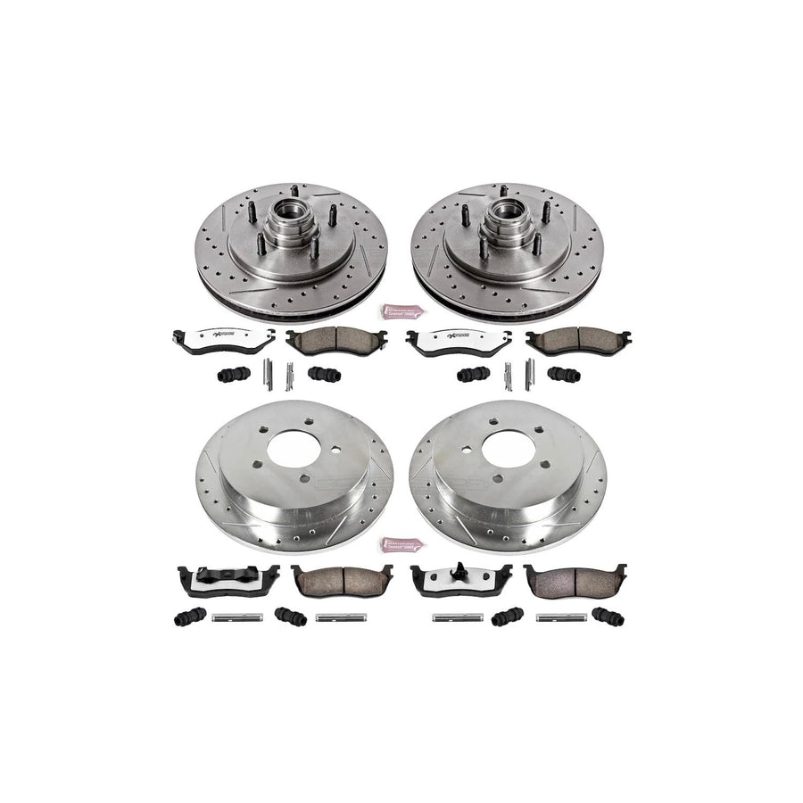 Power Stop Z36 Truck & Tow Brake Kit K1881-36 Front and Rear | Carbon Fiber Ceramic Brake Pads and Drilled/Slotted Brake Rotors For Ford F-150 1999-2000 [Vehicle Specific]