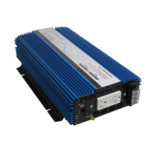 2000 Watt AIMS Power, 4000 Watt Peak, Pure Sine DC to AC Power Inverter, USB Port, 2 Year Warranty, Optional Remote, Listed to UL 458
