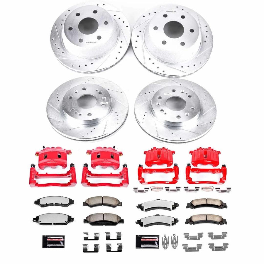 Power Stop Z36 Truck & Tow KC8071-36 Front & Rear Caliper Kit-Rotors, Ceramic Brake Pads and Calipers For GMC Sierra 1500 2005-2006, GMC Sierra 1500 Classic 2007 [Model Specific]