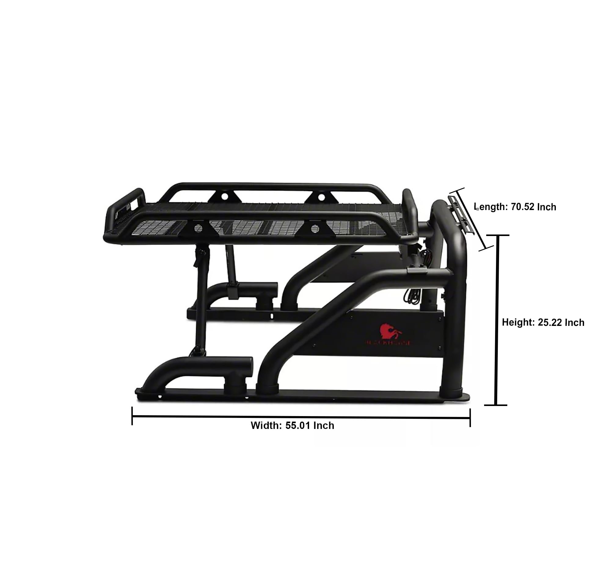 Modular Black Universal Warrior ROLL BAR for 1/2 TON Trucks (GM Silverado 14+/Ford F150 15+/Dodge RAM 15+) with Full Size Cargo Basket(with RED Brake Light)
