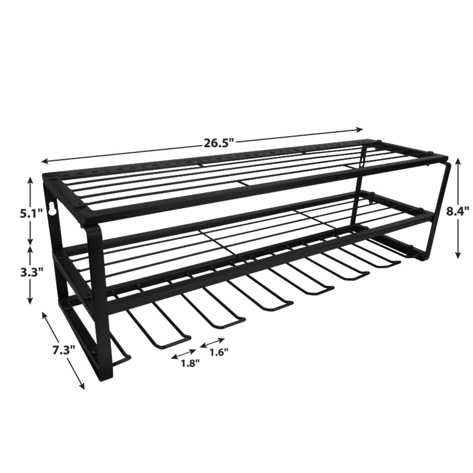 26" Performance Tool W7703 Power Tool Storage Rack, 9-Gauge Steel Frame, Fully Welded Shelves, Powder-Coated, Black
