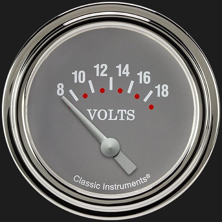 Silver Gray Classic Instruments SG230SLF 2 5/8" Volt Gauge Short Sweep