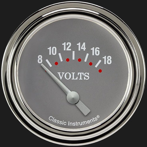 Silver Gray Classic Instruments SG230SLF 2 5/8" Volt Gauge Short Sweep