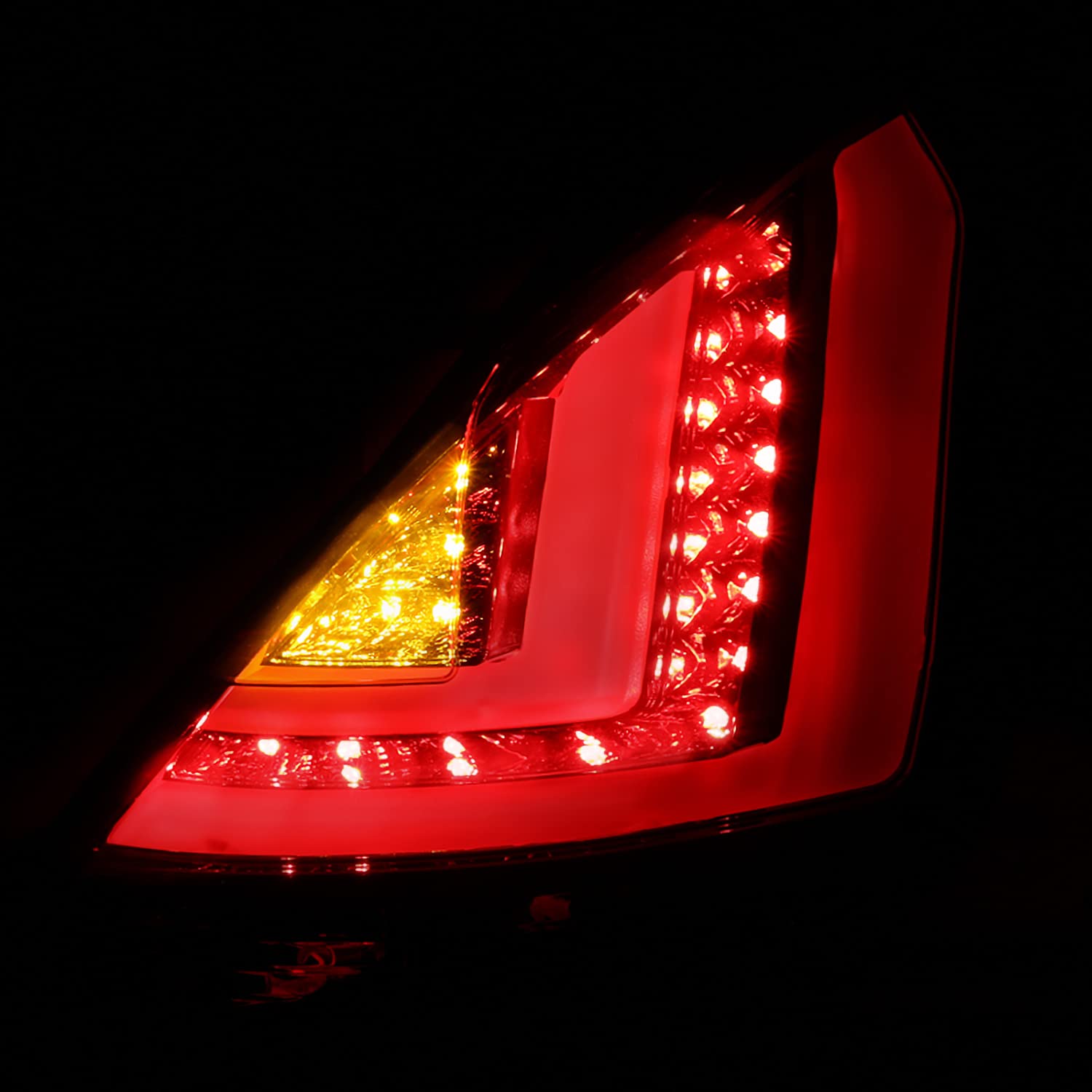 Red Smoke LED Tail Lights w/LED Tube SPEC-D TUNING Compatible with 2011-2013 Ford Fiesta Hatchback, Left + Right Pair Assembly