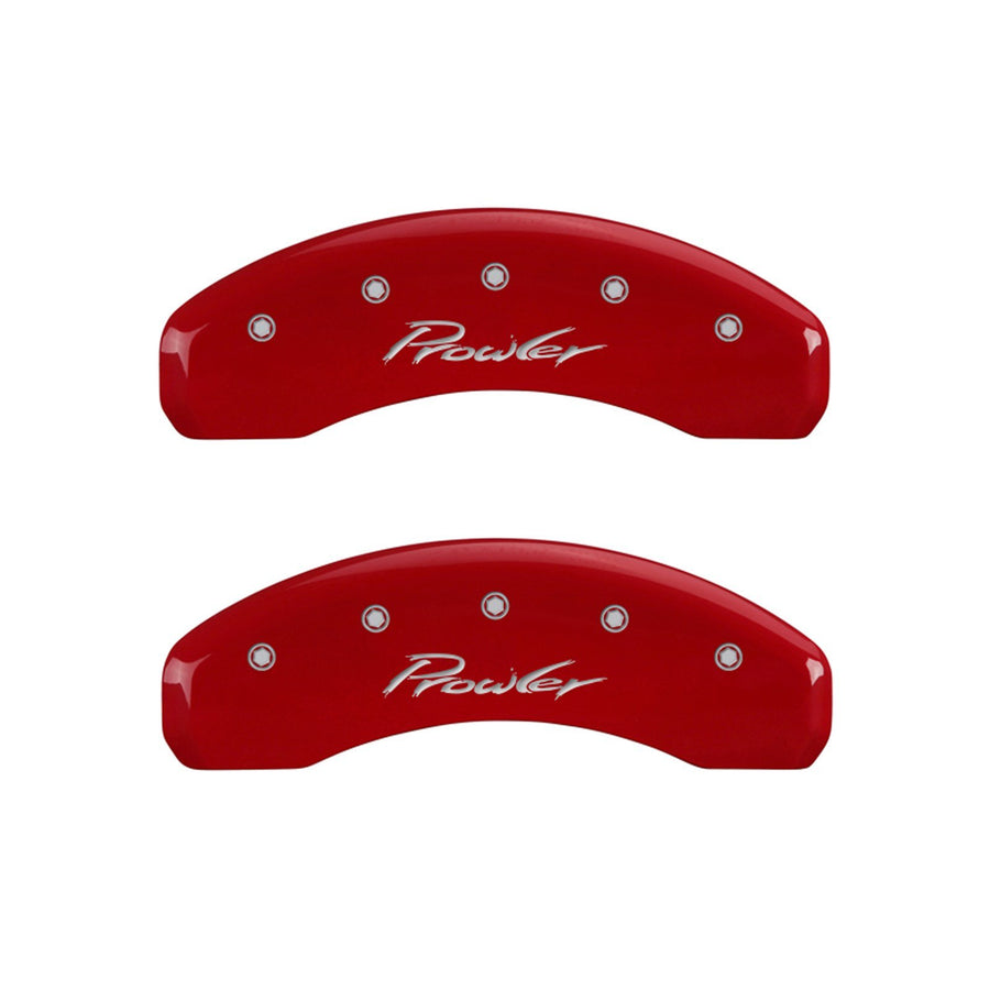 MGP 'Prowler' Caliper Covers 32014SPRLRD Engraved Caliper Cover with Red Powder Coat Finish and Silver Characters, (Set of 4)