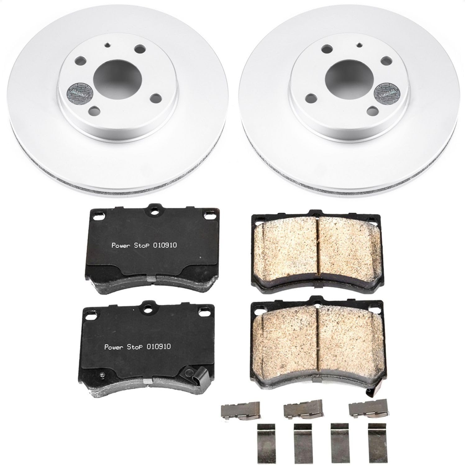 Power Stop Front Coated Brake Rotors and Z17 Ceramic Brake Pads Kit CRK4936