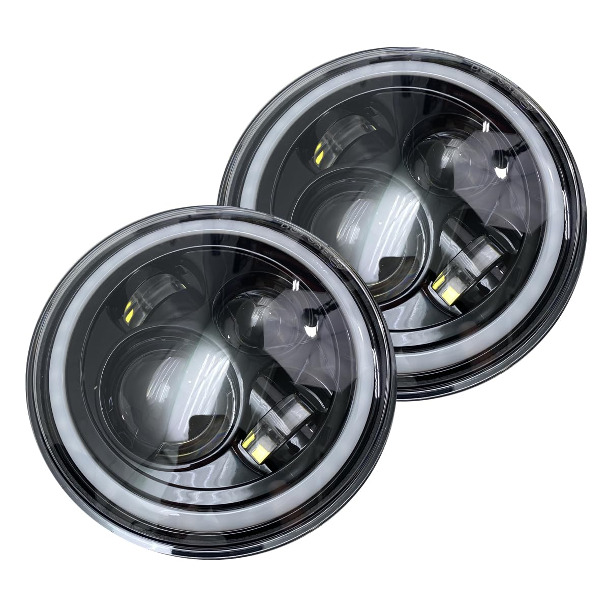 Race Sport Lighting RS7RGBH2 7in (2) LED Projector Kit 4x10Watt w/ColorSMART RGB Multi-Color Halo & Plug-&-Play H4 H/L