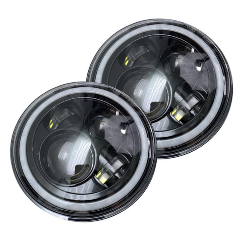 Race Sport Lighting RS7RGBH2 7in (2) LED Projector Kit 4x10Watt w/ColorSMART RGB Multi-Color Halo & Plug-&-Play H4 H/L