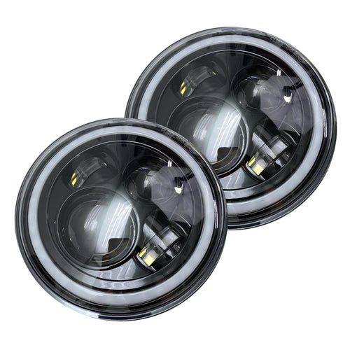 Race Sport Lighting RS7RGBH2 7in (2) LED Projector Kit 4x10Watt w/ColorSMART RGB Multi-Color Halo & Plug-&-Play H4 H/L