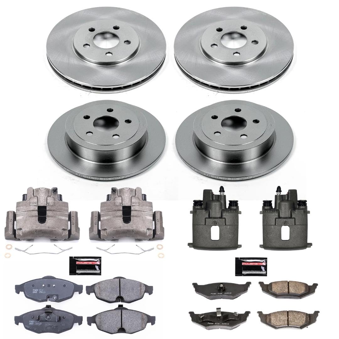 Power Stop KCOE1685 Replacement Autospeciality Front and Rear Caliper Kit- OE Rotors, Ceramic Brake Pads, Calipers For Chrysler Sebring 2001-2006 [Model Specific]