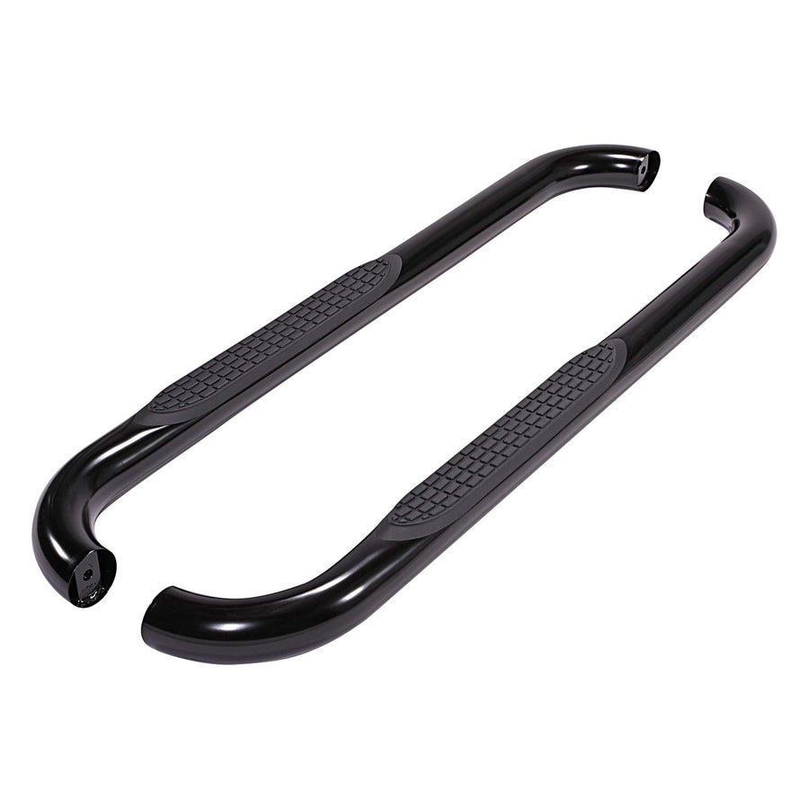 TrailFX Nerf Bar Side Steps Black Powder Coated Steel Fits Ram 1500 Standard Cab 2011-2018 3-Inch Round Bent 60 Degree Running Board Pair Frame Body and Rocker Panel Mount TrailFX A0046B