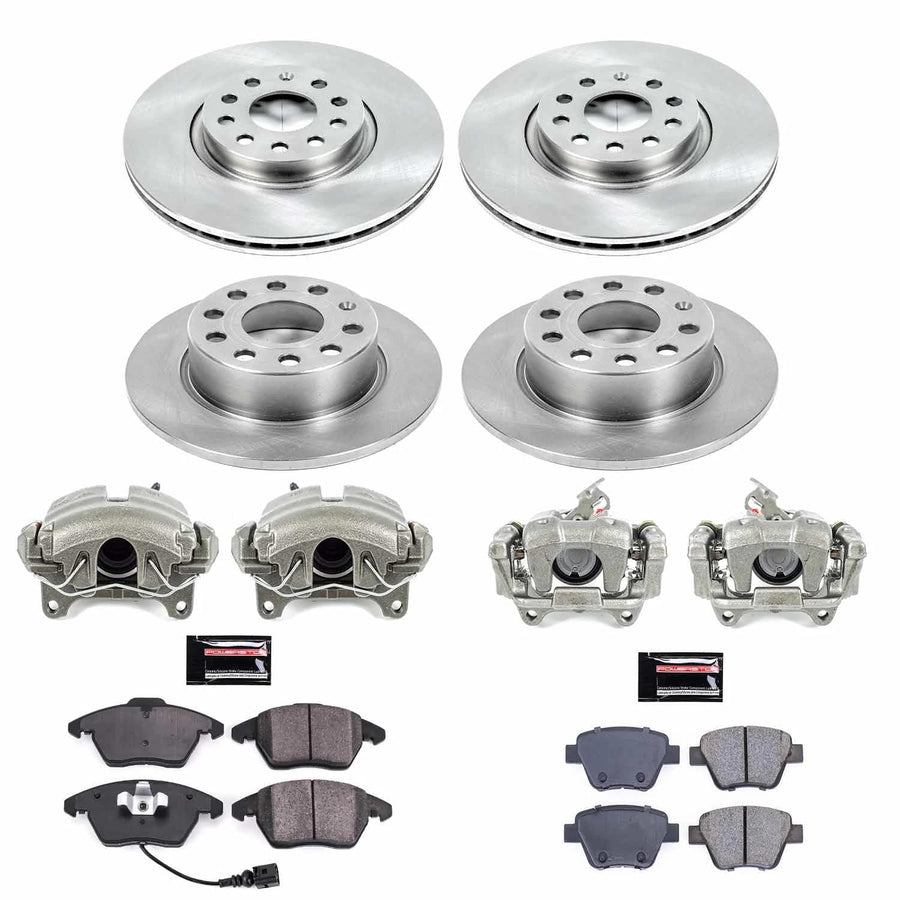 Power Stop KCOE7280 Replacement Autospeciality Front and Rear Caliper Kit- OE Rotors, Ceramic Brake Pads, Calipers For Volkswagen Beetle 2013-2017, Volkswagen Jetta 2018 [Model Specific]