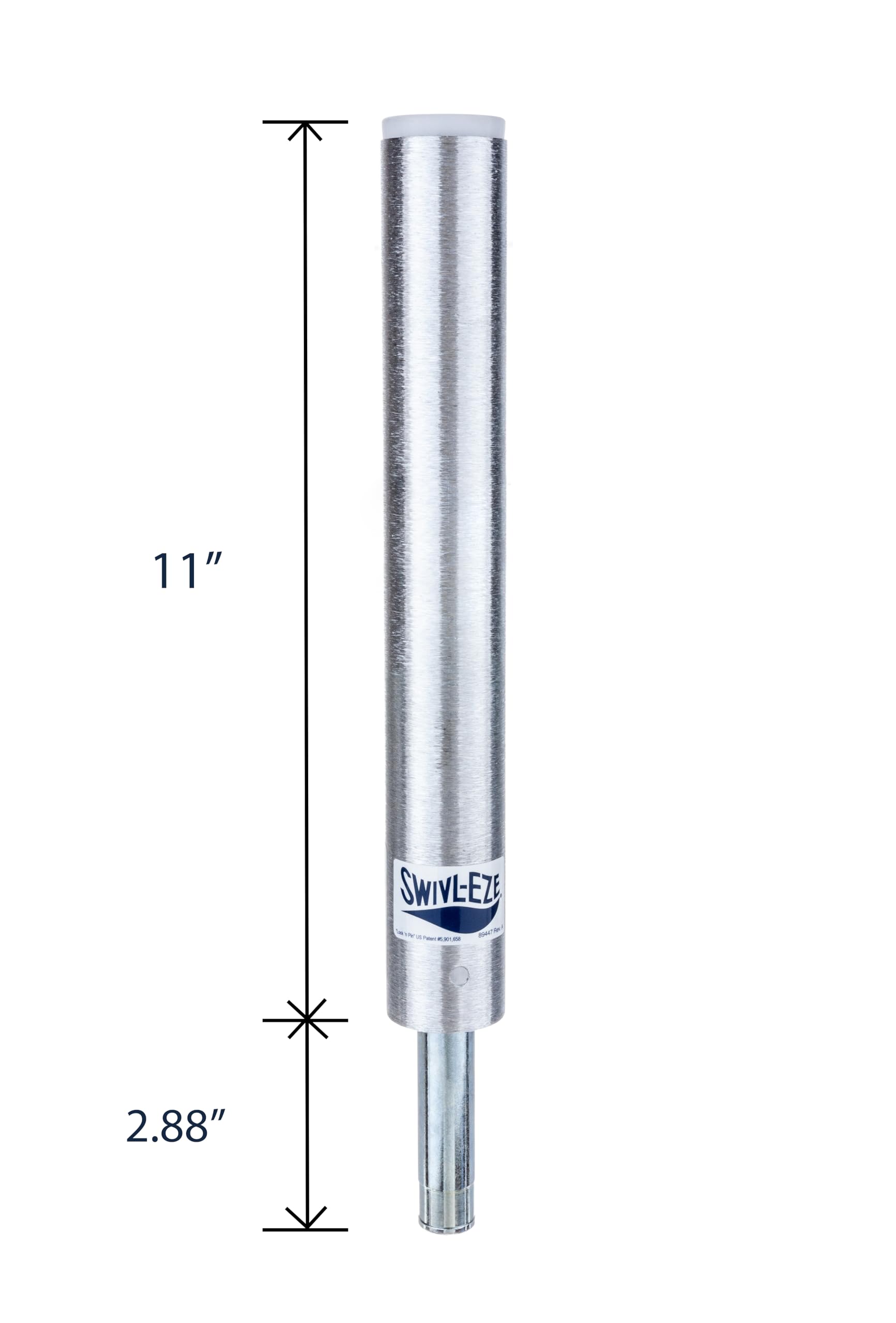 Attwood ¾-Inch Pin Post Lock’N-Pin SP-2114, 11 Inches Tall, 1.5-Inch Diameter, Brushed Aluminum, Non-Threaded, Steel Pin