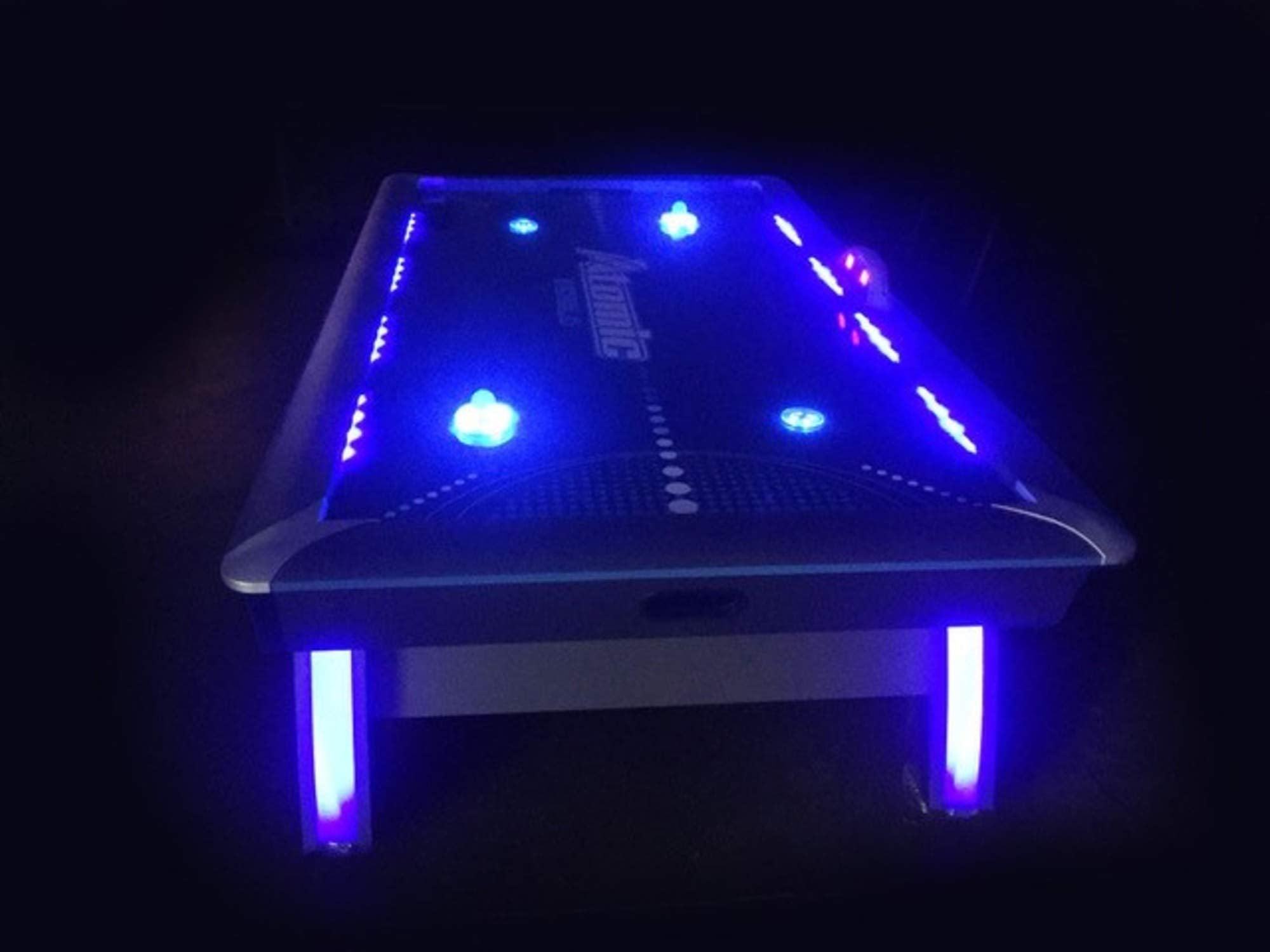 90” Atomic Indiglo LED Light UP Arcade Air Powered Hockey Table - Includes Light Up Pucks and Pushers, Grey