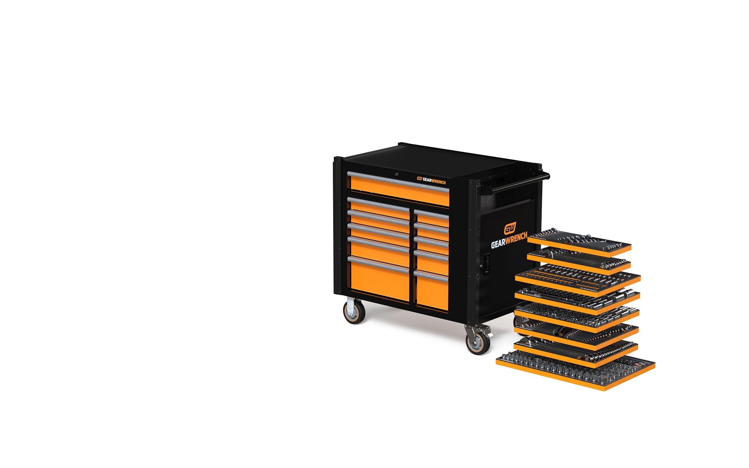 Master Mechanics Hand Tool Set GEARWRENCH 614 Piece with Premium Modular foam Trays and Mobile Work Station | MEGAMODMRO