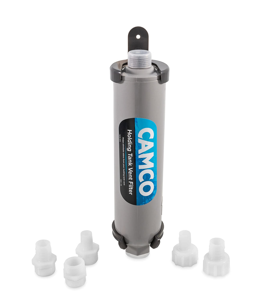 Marine Holding Tank Vent Filter Kit Camco | Easy Install | Features granular Activated Carbon (GAC) for Maximum Odor Control (50190), Gray