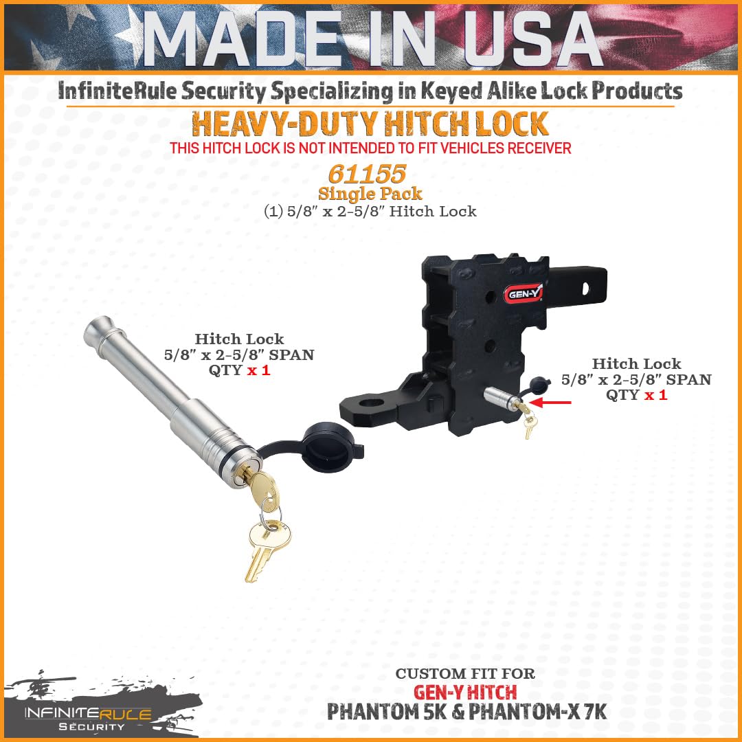 Hitch Lock 61155 for Gen-Y Hitch Phantom-X 7K & Phantom 5K Hitches - Fits Adjustable Ball Mount Only - Does NOT FIT Vehicle Receiver