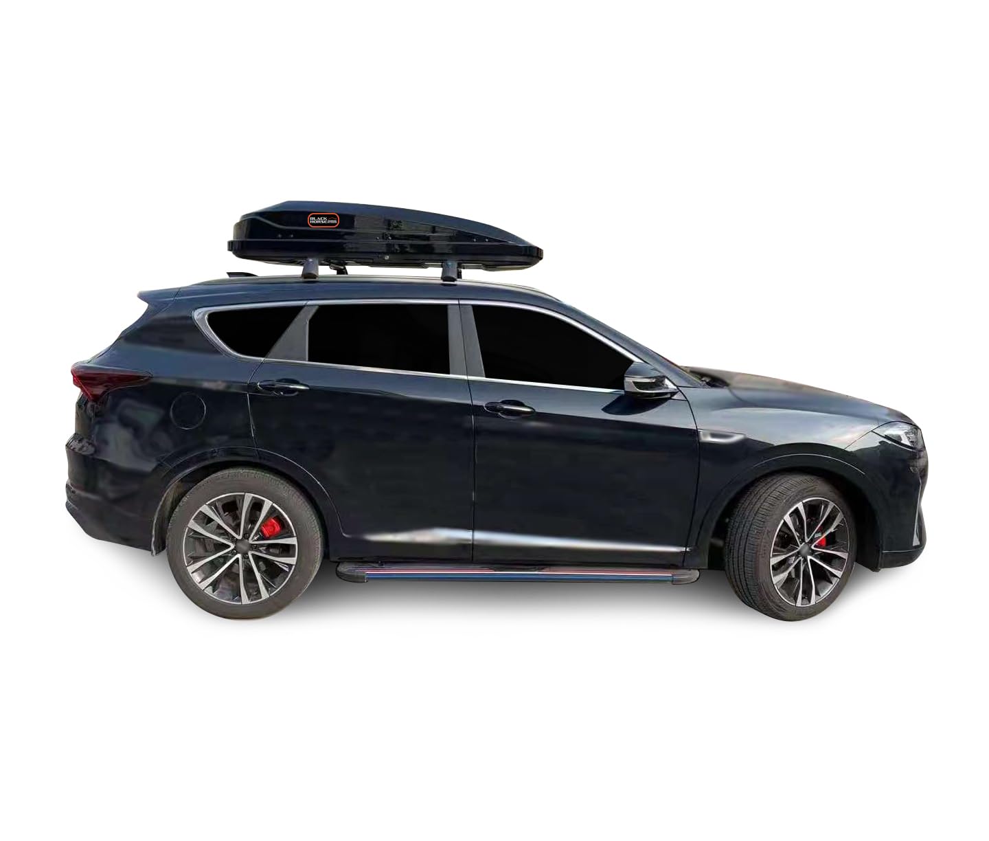 Rooftop Cargo Carrier Black Horse ABS + PMMA Hard Shell, 16 Cubic Feet Waterproof Car Roof Cargo Carrier Box w/Dual Side Opening, Security Key, 165lbs Capacity, for 28" to 80" Wide Crossbar Rack