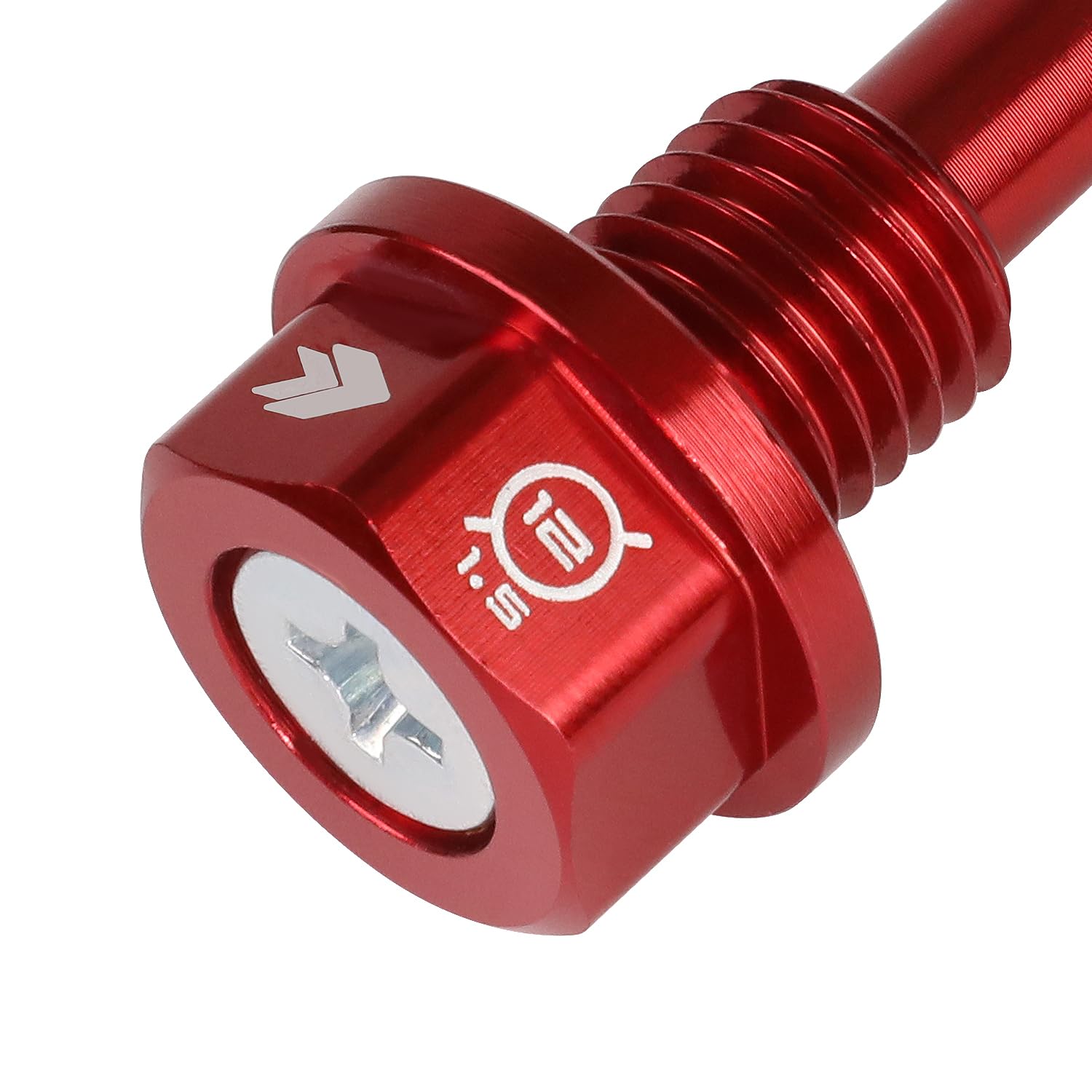 NRG Innovations Oil Drain Magnetic Plug, M12 X 1.5 Thread Size Engine Oil Drain Nut w/Washer, Red, T-6061 Aluminum w/Stainless Steel Internal Magnet, NRG-NOP-400RD