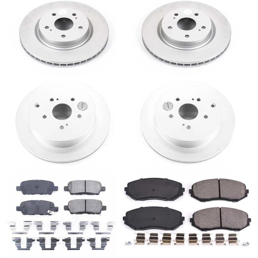 Power Stop Coated Brake Rotor and Ceramic Brake Pads CRK6090- Front & Rear For Suzuki Grand Vitara 2009-2013 [Model Specific]