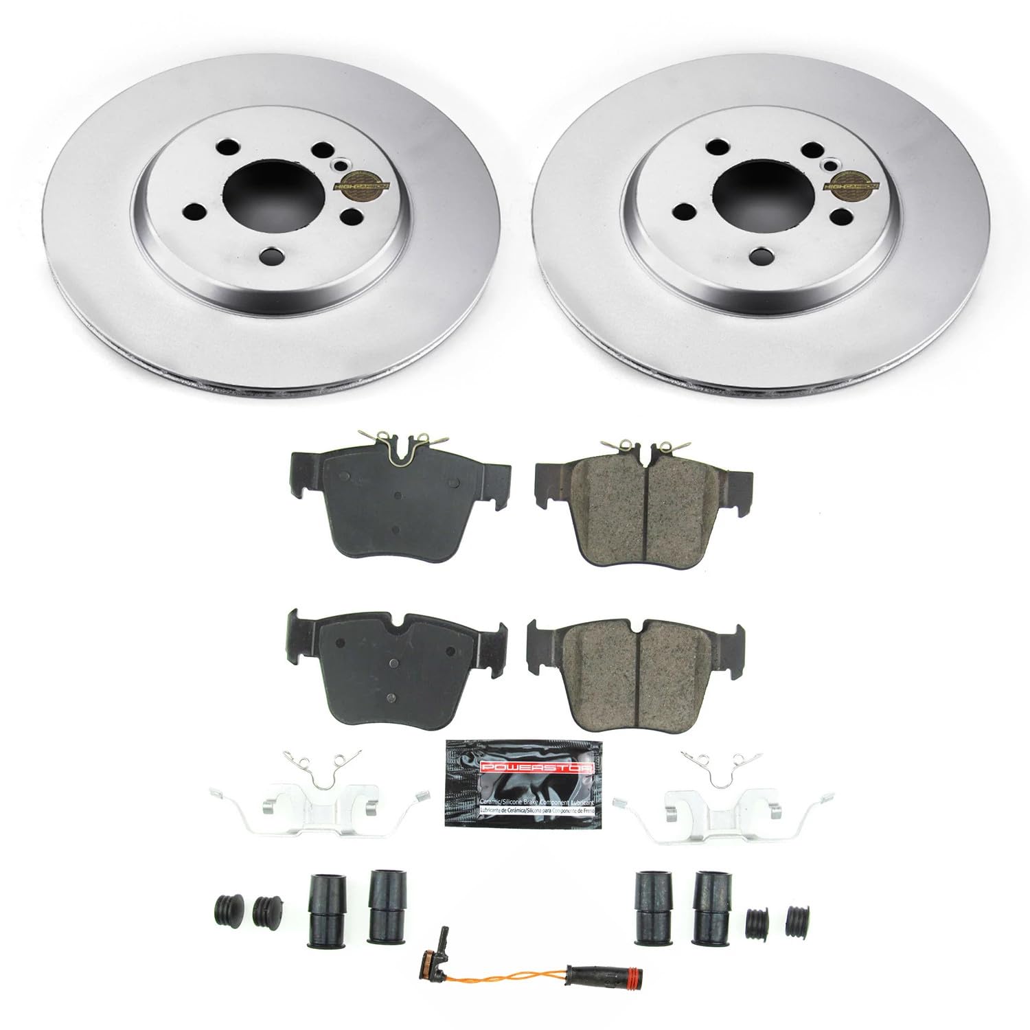 Power Stop Z23 Rear Coated Rotor Kit-Coated Brake Pads, Carbon Ceramic Rotors