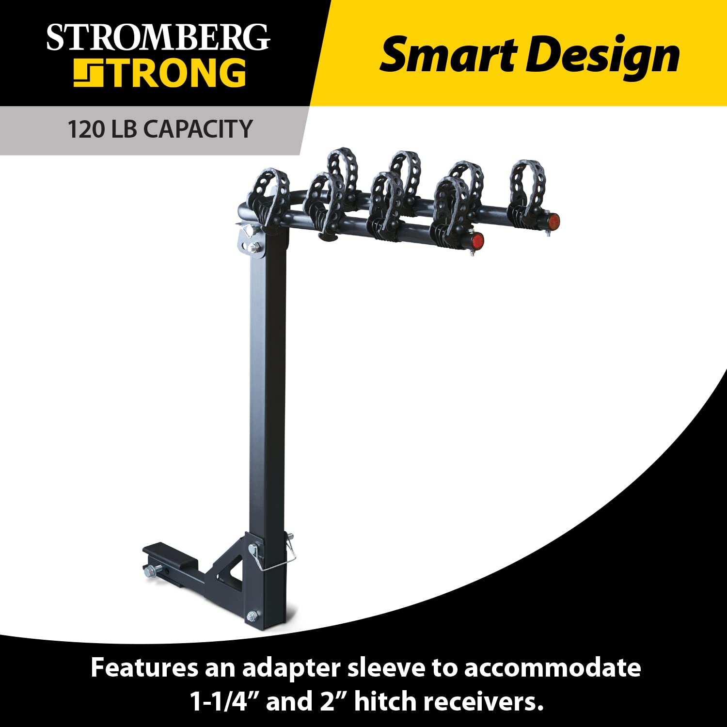 BC-108 Stromberg Carlson Bike Rack for Cars, Trucks and SUV's - 4-Bike Post Mount Carrier for Motorhomes, Travel Trailers and Fifth Wheels - Bike Rack Receiver for 1-1/4" 2" - 120 LB Weight Capacity