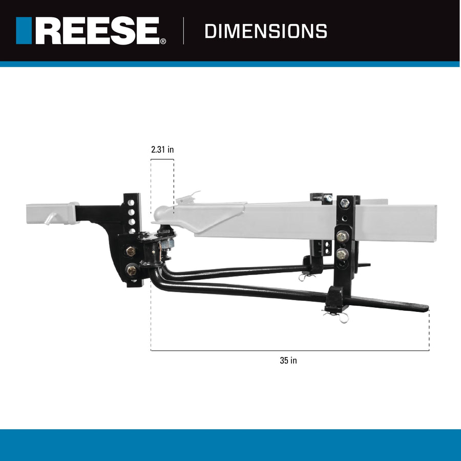 Pro Reese Round Bar Weight Distribution Hitch with Sway Control, 8,000 lbs. Capacity, Fits Up to 7 Inch Trailer Frames, 8.5 Inch Drop Shank Included