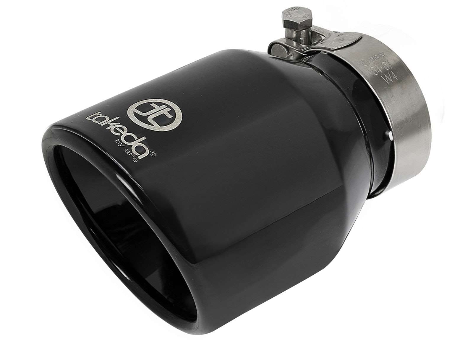 Takeda Exhaust Tip aFe POWER 49T25404-B061, 304 Stainless Steel, Black, 2-1/2" Inlet 4" Outlet 6" Length