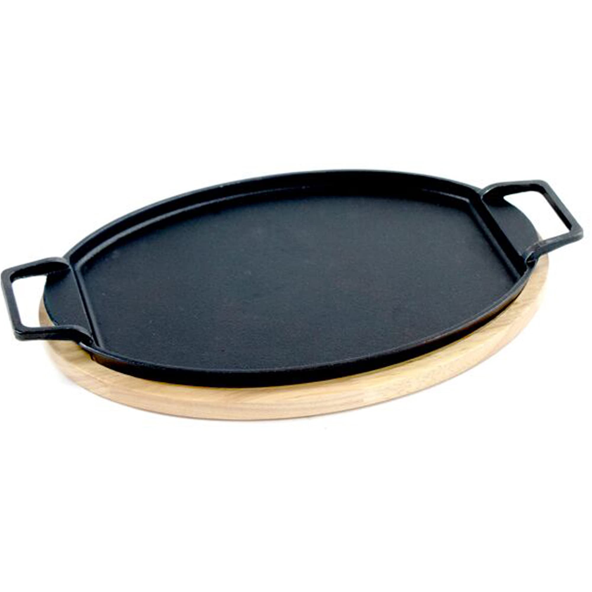 Fiesta Fajita Pan Bayou Classic 7409 w/ Wooden Trivet Perfect For Oven-To-Table Presentation Of Sizzling Skirt Steak Chicken And Veggie Fajitas