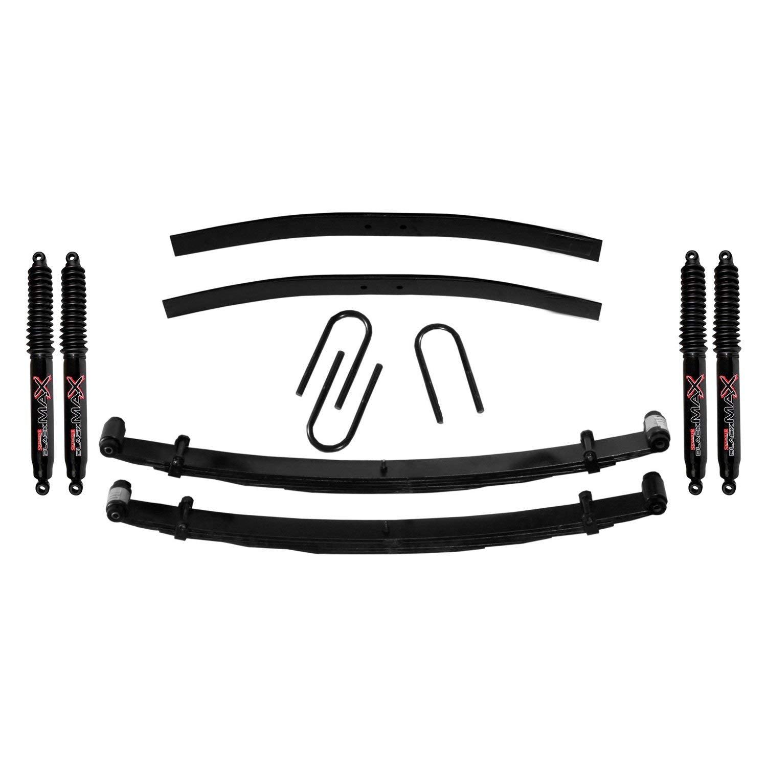 Skyjacker Suspension Lift Kit D100CDK-B w/Shock Black MAX Shocks 1 in. Lift Incl. Front Leaf Springs Front U Bolt Kit Front Bushing Kit Rear Add-A-Leafs
