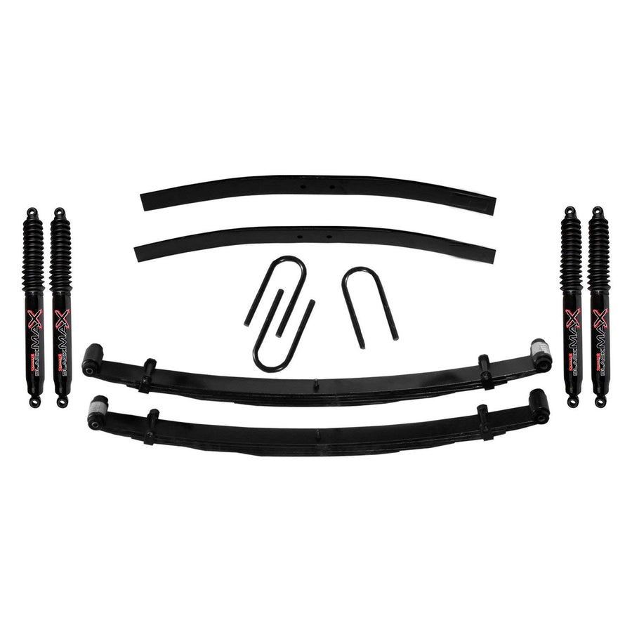 Skyjacker Suspension Lift Kit D100CDK-B w/Shock Black MAX Shocks 1 in. Lift Incl. Front Leaf Springs Front U Bolt Kit Front Bushing Kit Rear Add-A-Leafs