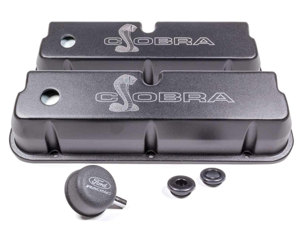 Cobra Logo Ford Racing M-6582-LE302SBK Black Valve Cover with SBF