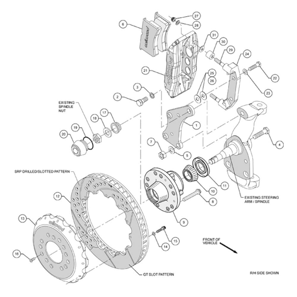 14.00" FNSL6R Front Hub Kit