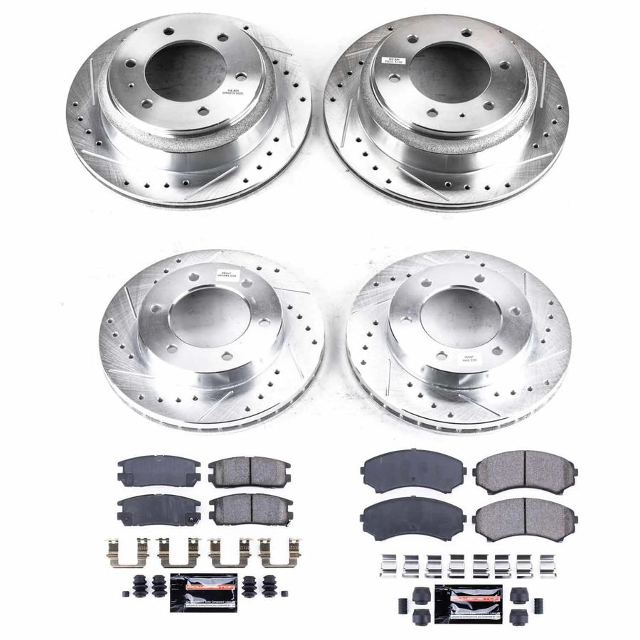 Power Stop K4311 Z23 Carbon Fiber Brake Pads Front and Rear with Drilled & Slotted Brake Rotors Kit For Honda Passp, Isuzu Axiom, Isuzu Rodeo, Isuzu Rodeo Sport [Model Specific]