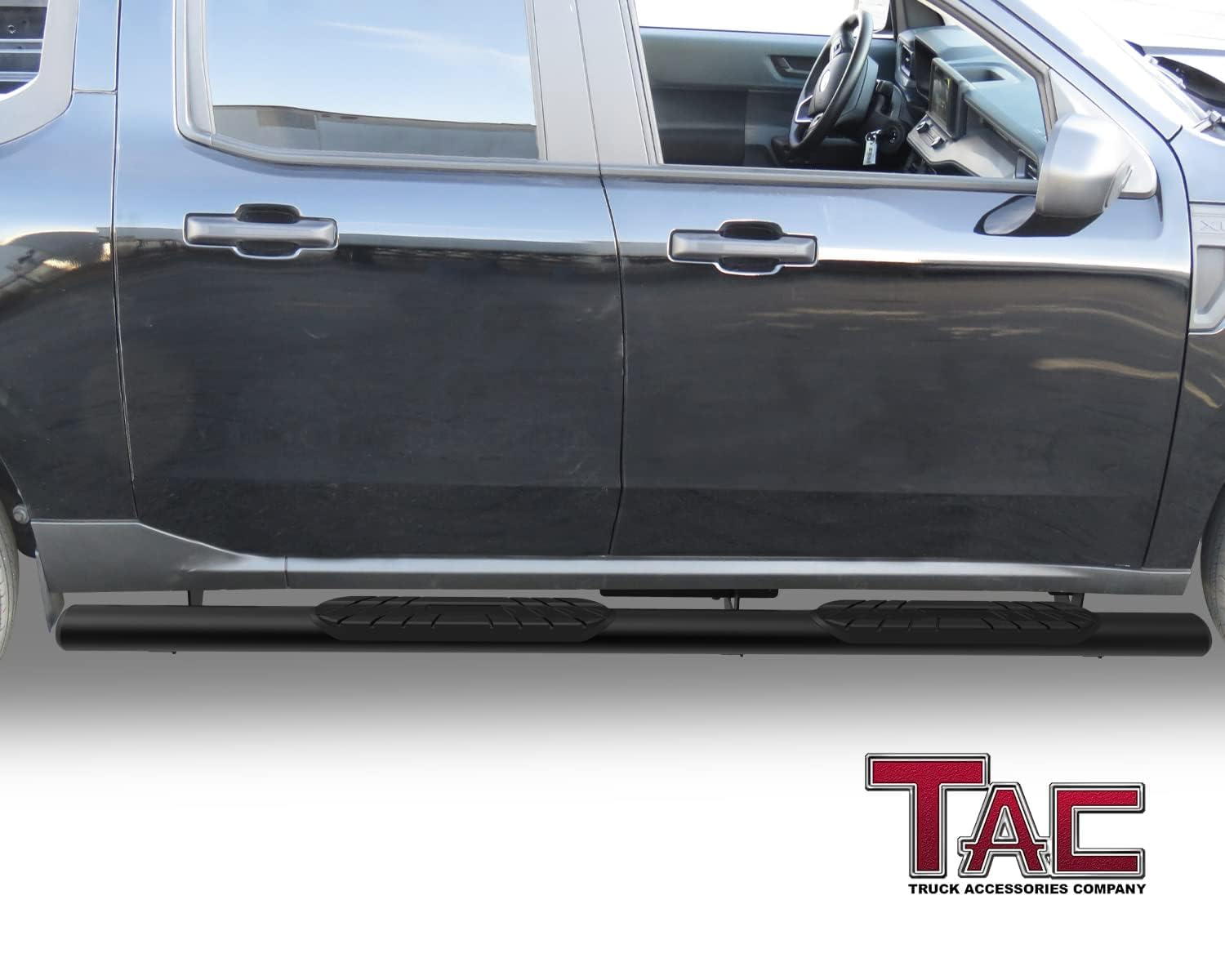 TAC 4” Running Boards Side Steps Compatible with 2022-2025 Ford Maverick Truck Pickup Oval Texture Black Side Bars Step Rails Nerf Bars Off Road Accessories (2 pcs)