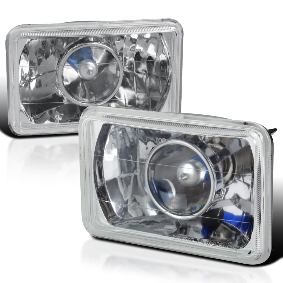 4X6 Chrome Projector Headlights SPEC-D TUNING Head Light Assembly Car Equipped with Left + Right Pair Headlamps Assembly