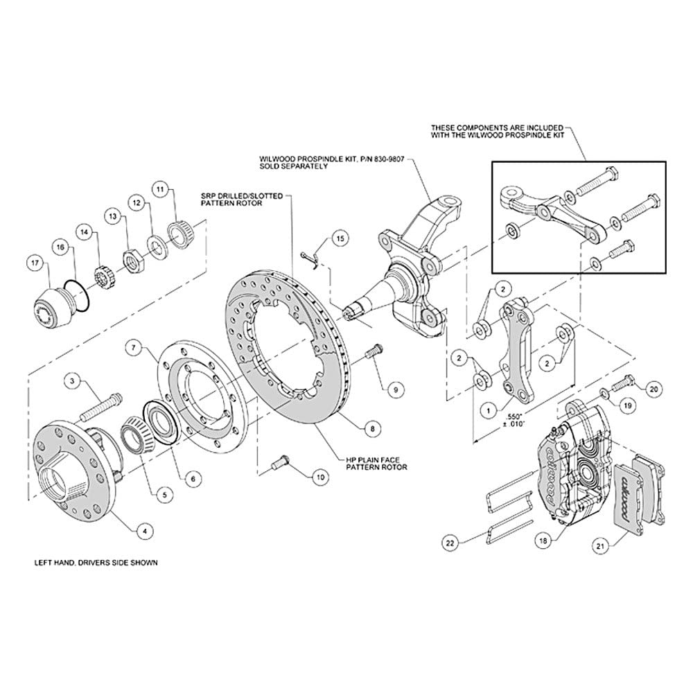 12.19" DP-DB Front Kit, Drilled-Polished