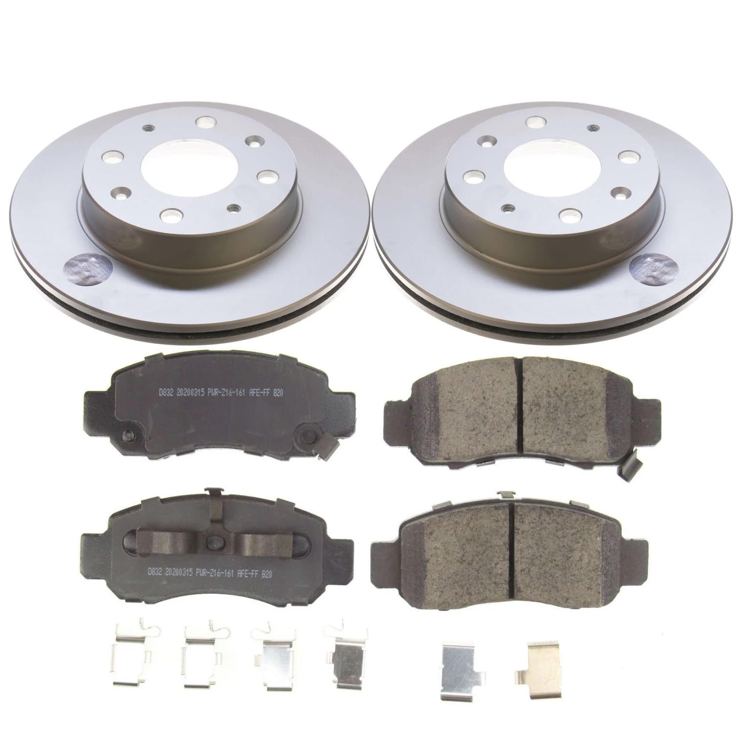 Power Stop Z17 CRK5224, Front Coated Rotor Brake Kit-Coated Rotors and Ceramic Brake Pads For Honda Insight 2000-2006 [Model Specific]