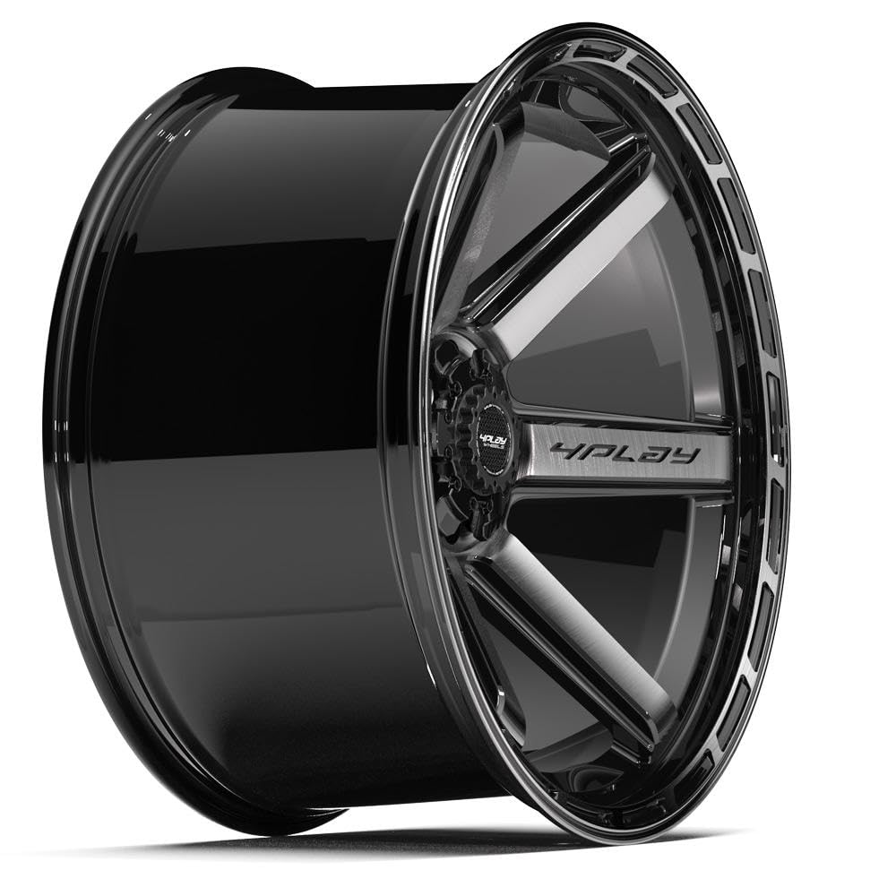 4PLAY Wheels 24 Inch Rim 4P63 Fits 6x135 & 6x139.7 24x12 Gloss Black Brushed with Tinted Clear (1)