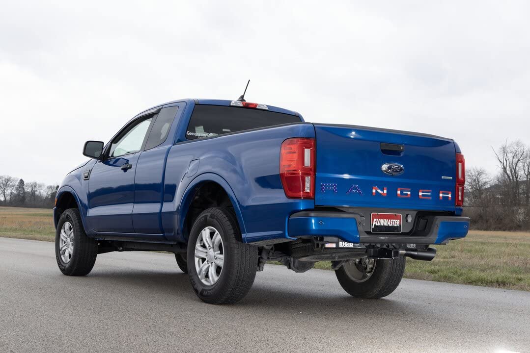Flowmaster FlowFX 717909 Cat-Back Exhaust Kit 3 Inch 409 Stainless Steel 4.5 Inch Black Ceramic Tip Compatible with 2019-2023 Ford Ranger 2.3L Ecoboost Crew Extended Cab 2/4 WD 126.8 Inch Wheelbase