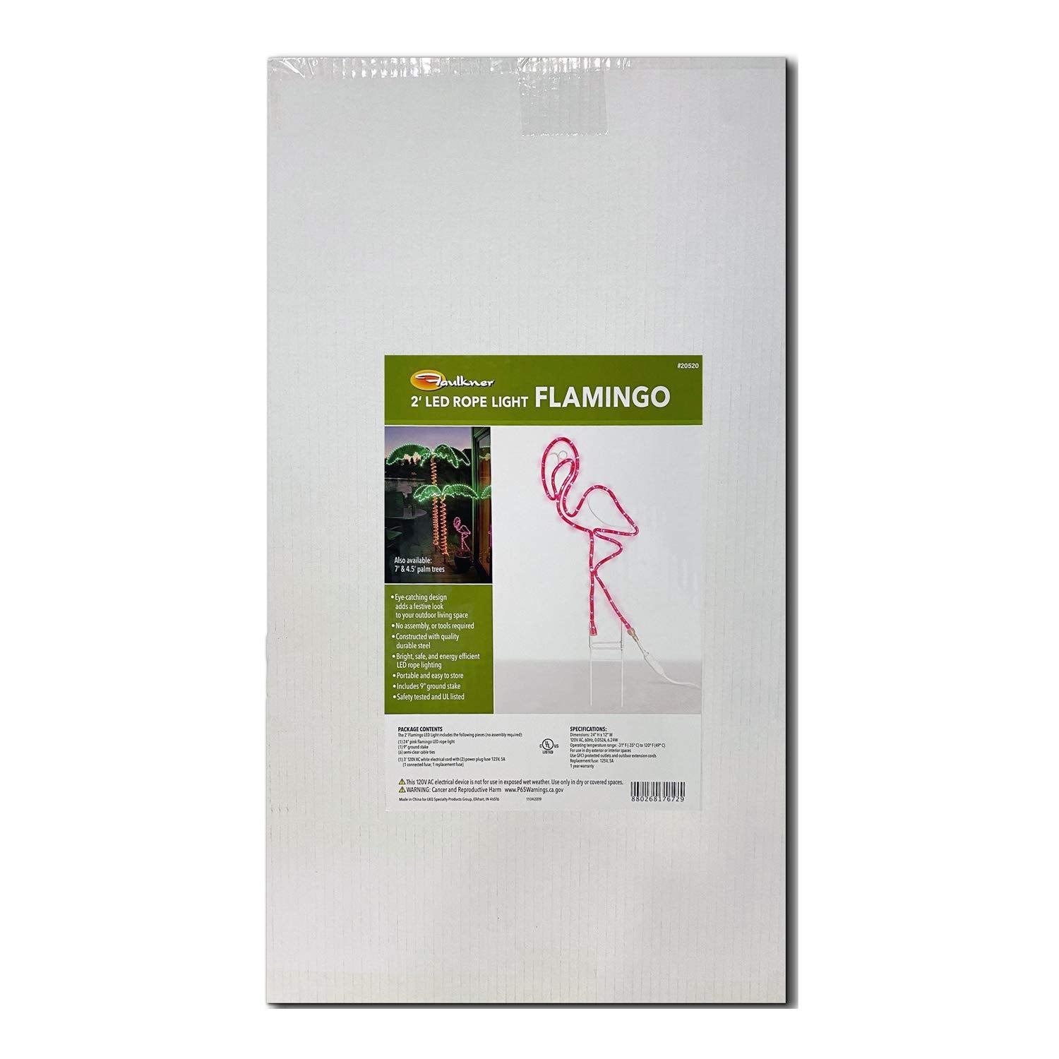 Faulkner 20520 Furniture 2 Led Pink Flamingo 120v Yd Light