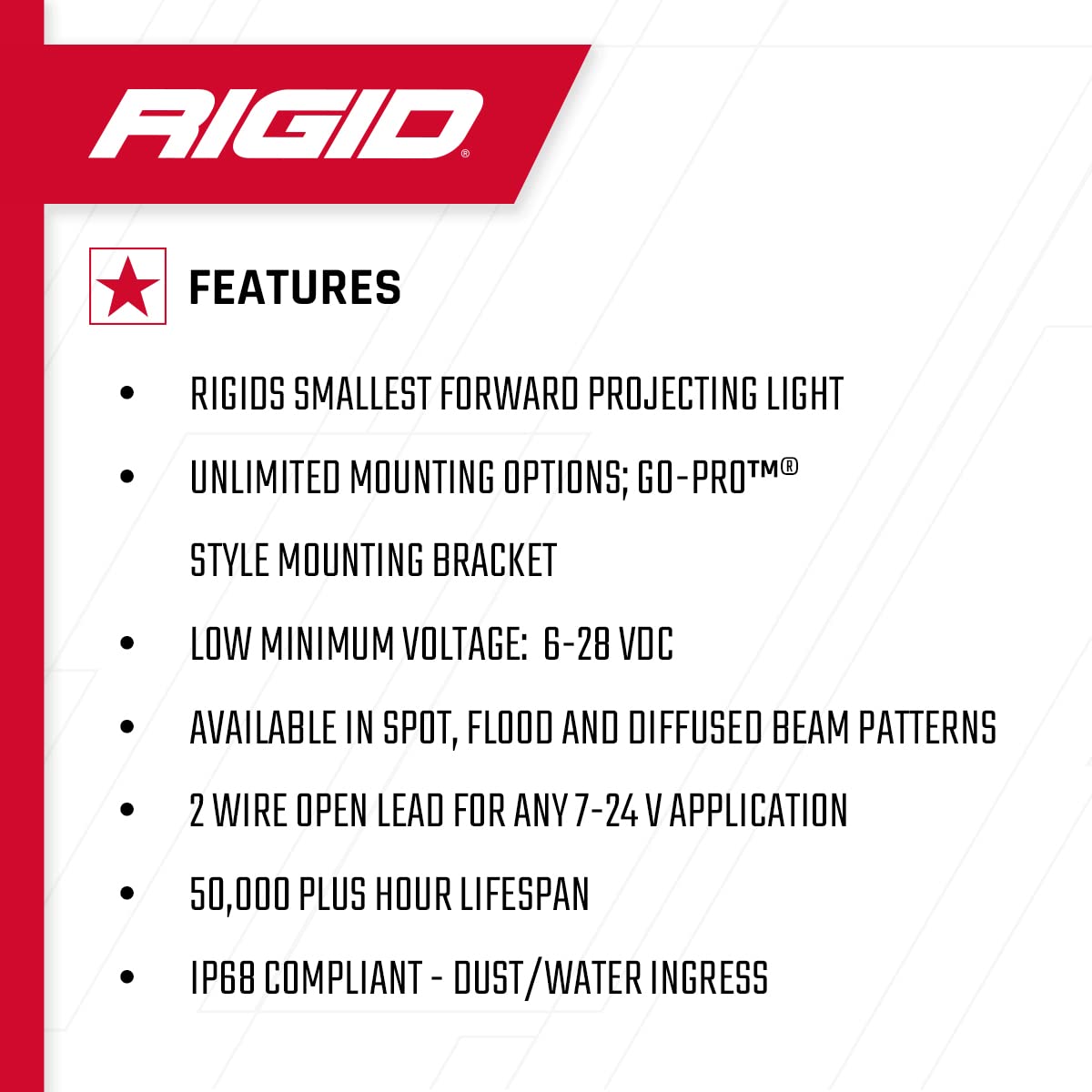 Ignite LED Light - RIGID INDUSTRIES, Spot Beam Pattern, Surface Mount, Black Housing | Single