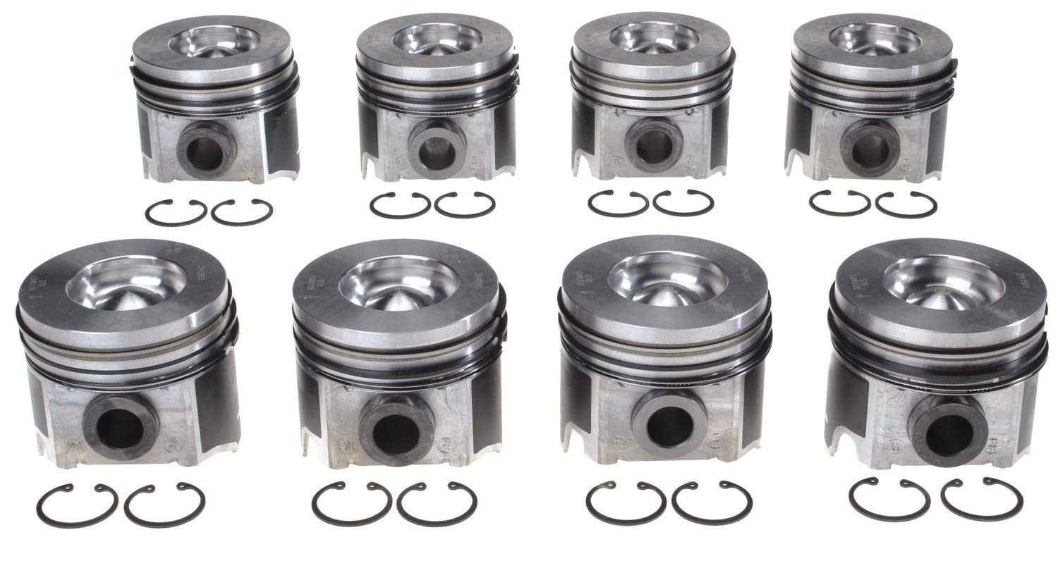 MAHLE Pistons set 8 Compatible with 2003.5-2010 Ford 6.0 6.0L Diesel Standard Size Pistons set Powerstroke MAHLE Clevite Coated with Rings