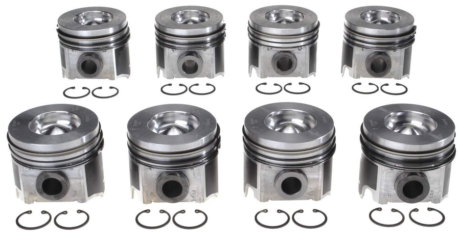 MAHLE Pistons set 8 Compatible with 2003.5-2010 Ford 6.0 6.0L Diesel Standard Size Pistons set Powerstroke MAHLE Clevite Coated with Rings