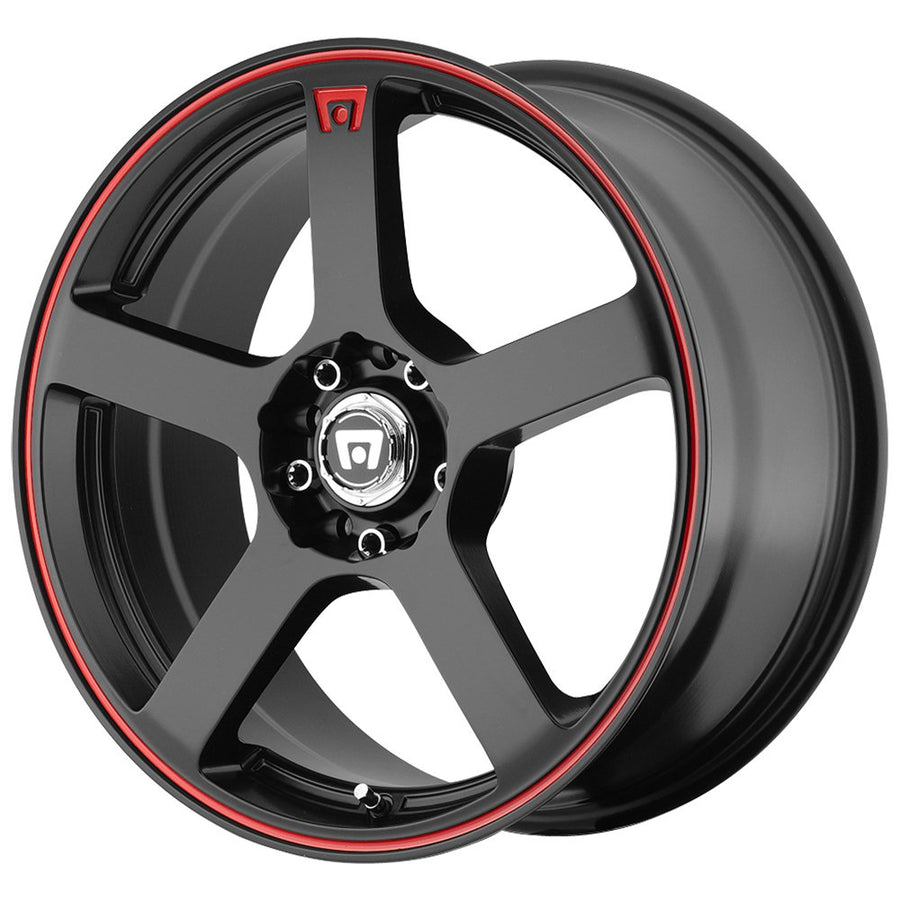 MR116 FS5 Motegi 18X8 5X100/4.5 6.27 45mm MATTE BLACK W/ RED STRIPE - MR11688031745