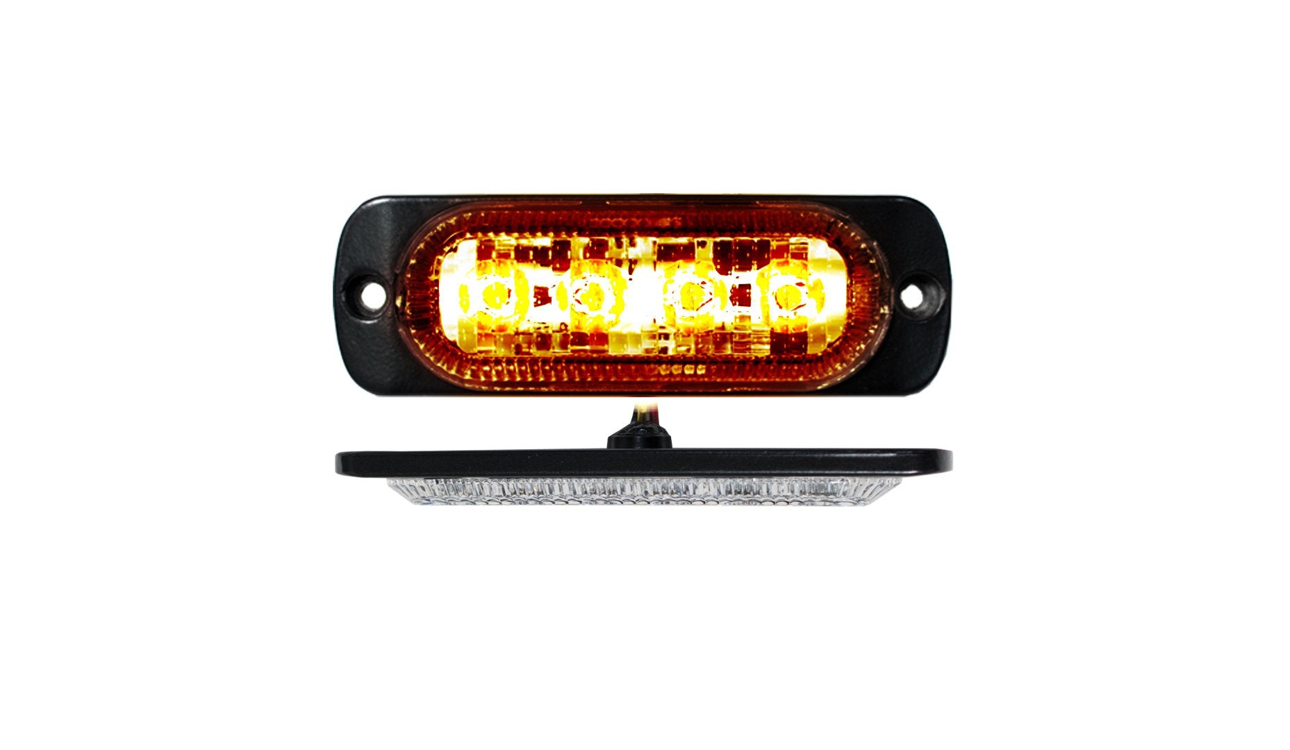 RACESPORT RS70014A Ultra Slim 4-LED Flush Mount Race Sport Lighting 19-Flash Pattern Marker Strobe Light (Amber)