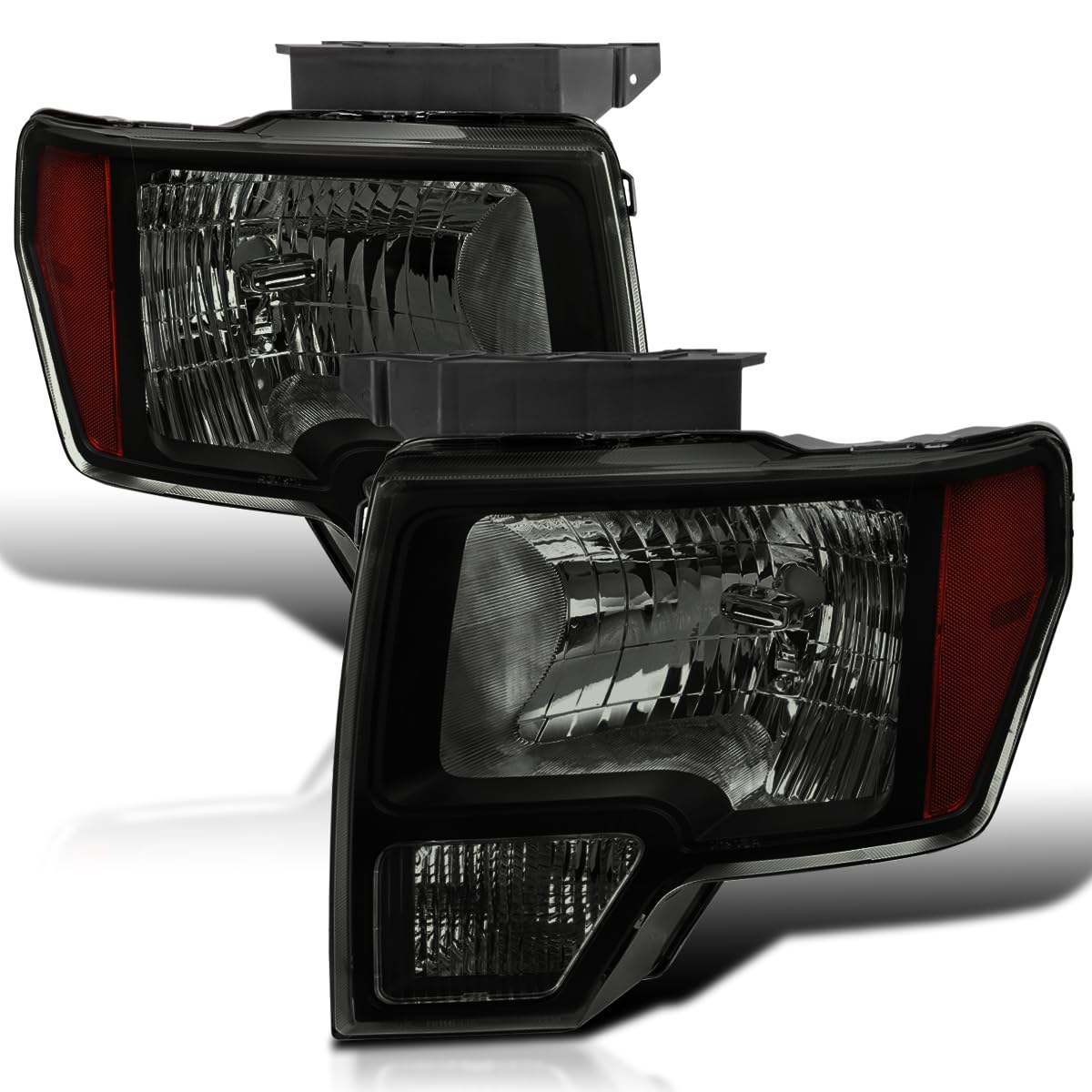 Black Smoke Headlights SPEC-D TUNING Compatible with 2009-2014 Ford F-150, Left + Right Pair Headlamps Assembly