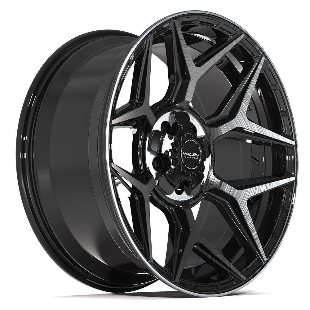 20 Inch 4PLAY Wheels Rim 4P06 Fits 5x127 & 5x139.7 20x9 Gloss Black Brushed with Tinted Clear (1)