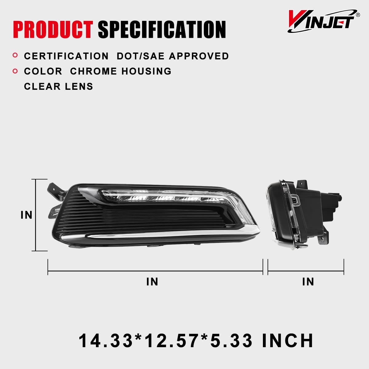 OEM Series Winjet LED Fog Light Pair Assembly Kit for [2014 2015 2016 2017 2018 2019 2020 Chevrolet Impala] Driving DRL Fog Lamp w/Fog Lights Bezel Driving Lights Wiring Kit & Switch (Clear Lens)