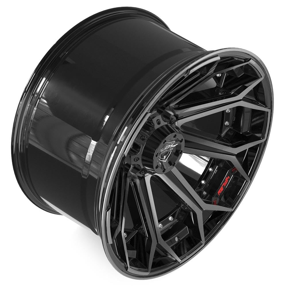 4PLAY 22 Inch Wheels Rim 4P80R Fits 8x180 22x12 Gloss Black Brushed with Tinted Clear (1)